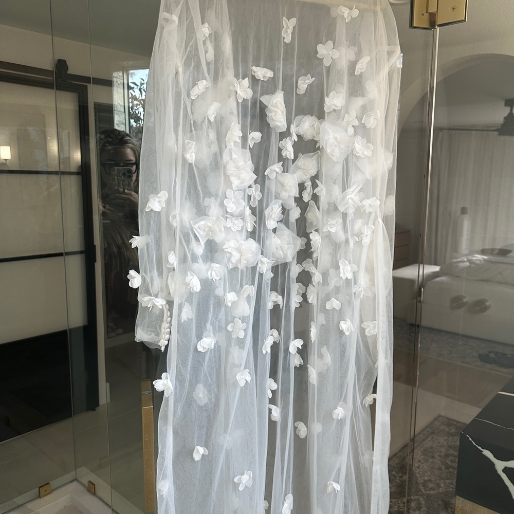 Custom Bridal Robe with 3D Flowers - Picture 2 of 6